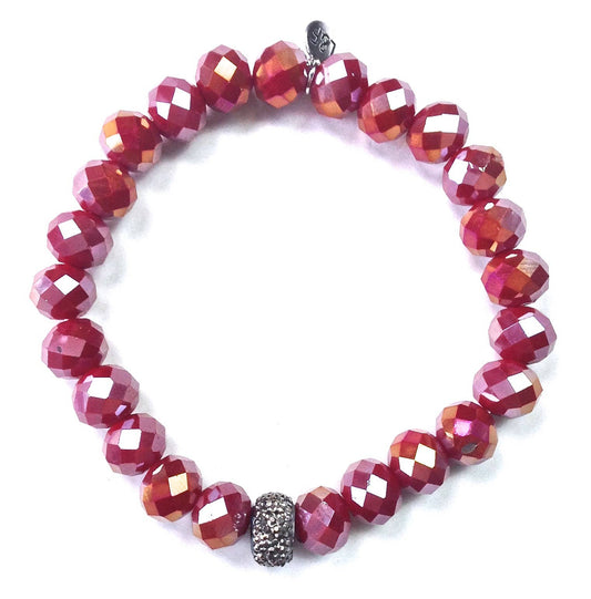 10XB11 BR-10mm Faceted Glass Stretch/Red