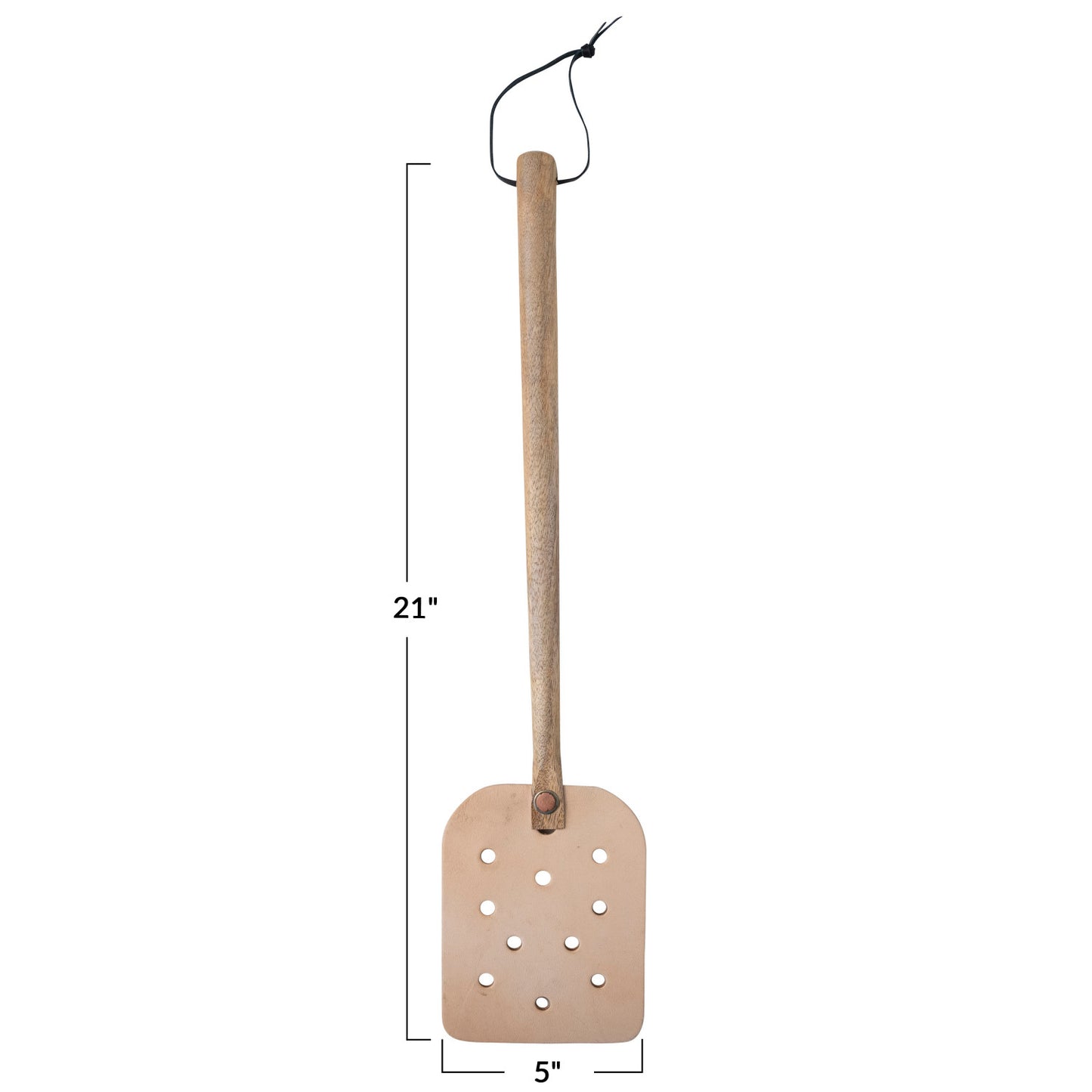 Leather Fly Swatter w/ Mango Wood Handle & Tie, Natural