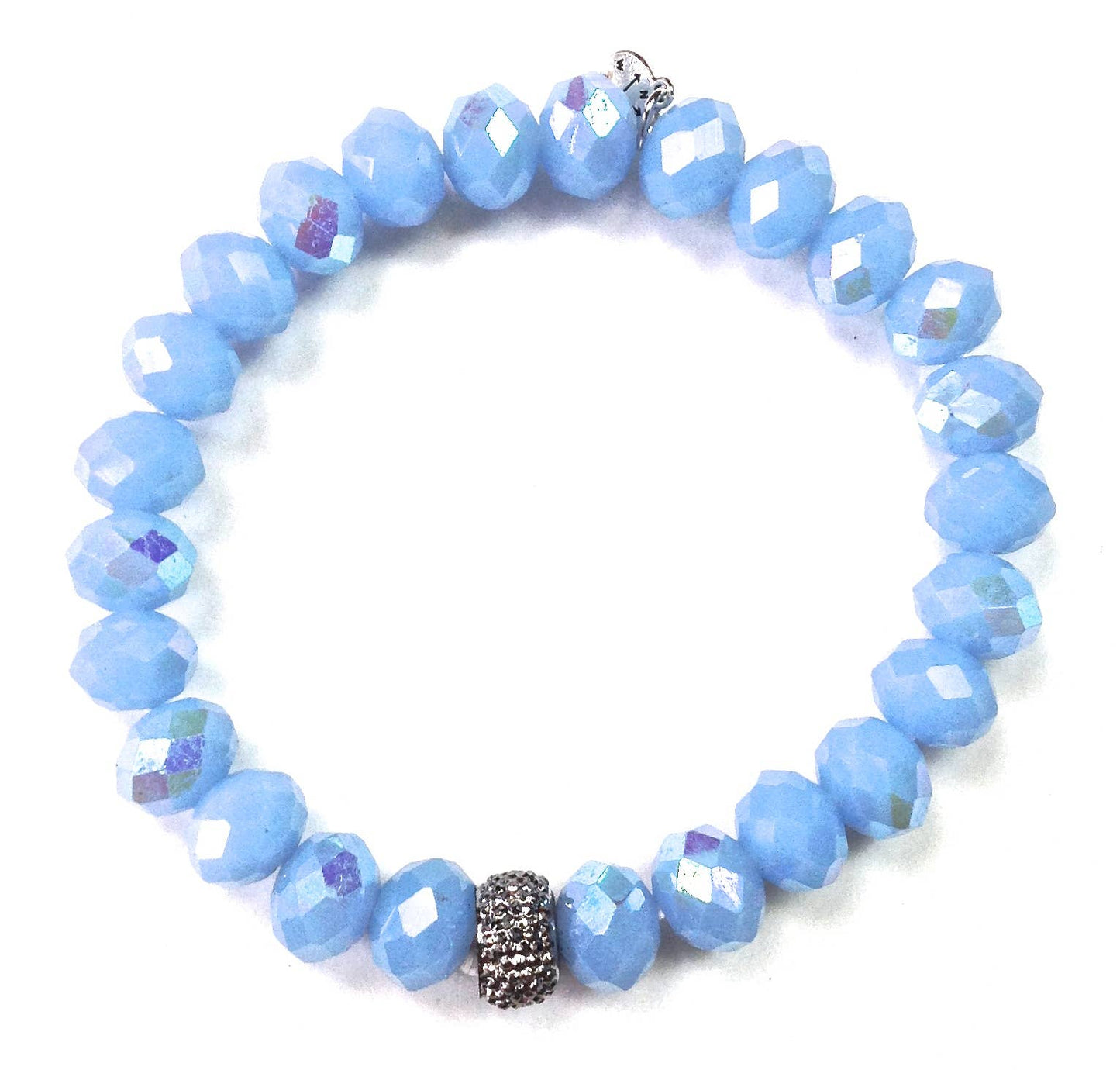Lost & Found Trading - 10XB21 BR-10mm Faceted Glass Stretch/Periwinkle