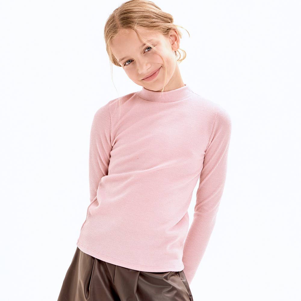 Tween Thermal Knit Mock Neck Basic Top