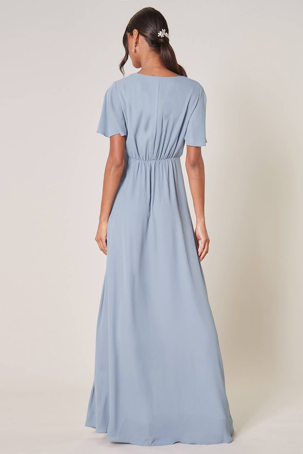 Everlasting Surplice Flutter Sleeve Maxi Dress