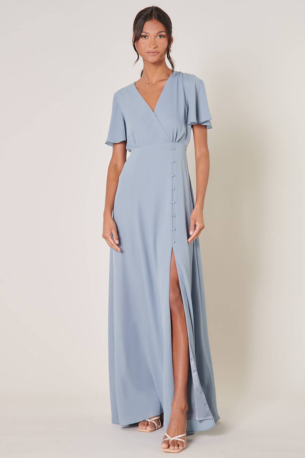 Everlasting Surplice Flutter Sleeve Maxi Dress