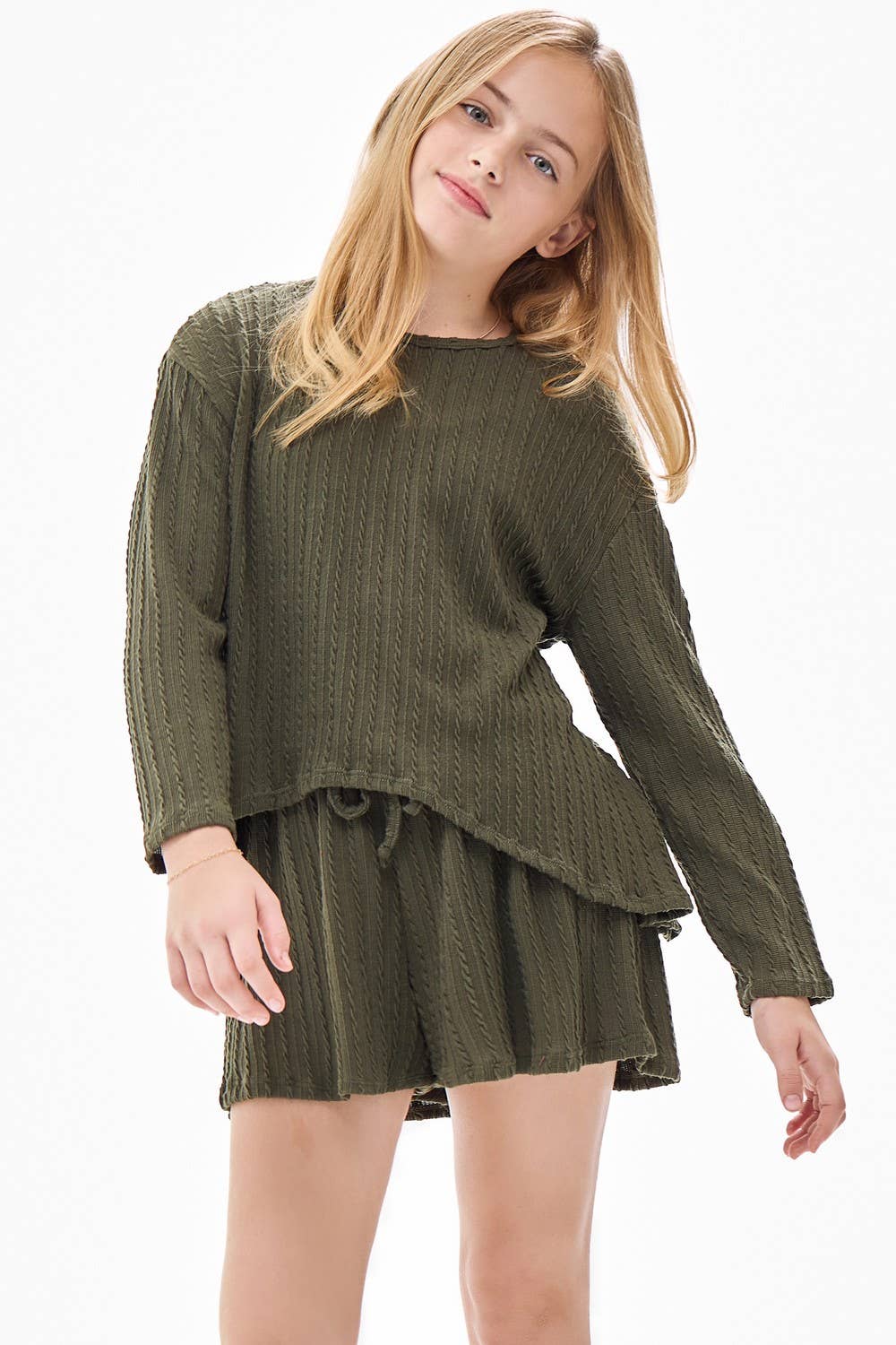 Good Girl - Embossed Knit Top and Skort Set