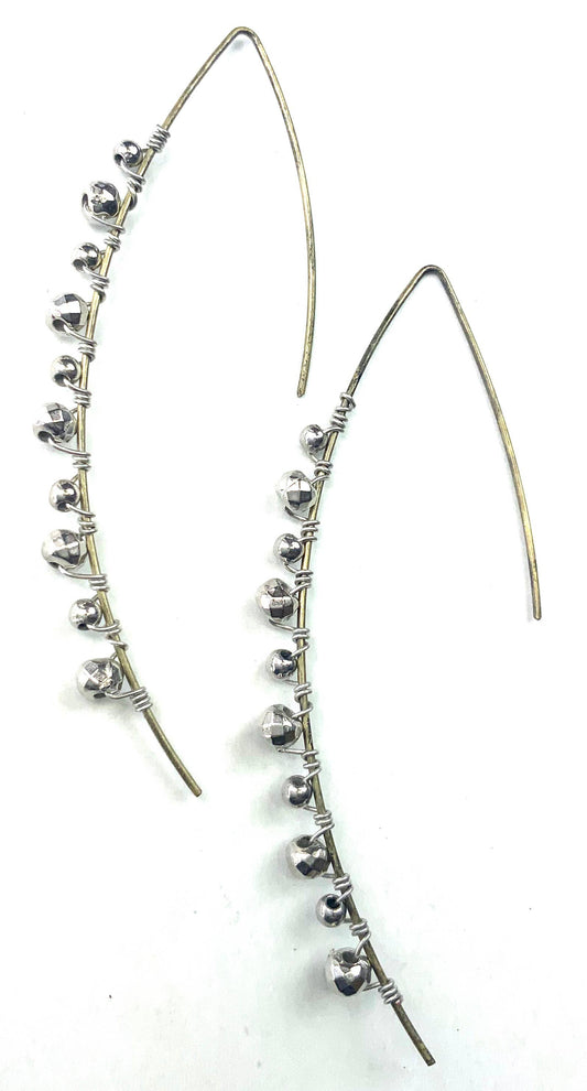 ER-Bead Wrapped Open Oval Wire Dangle Earrings