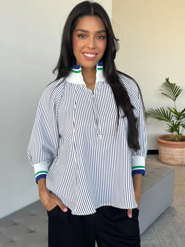 CCC - Royal SeerSucker Zipper top