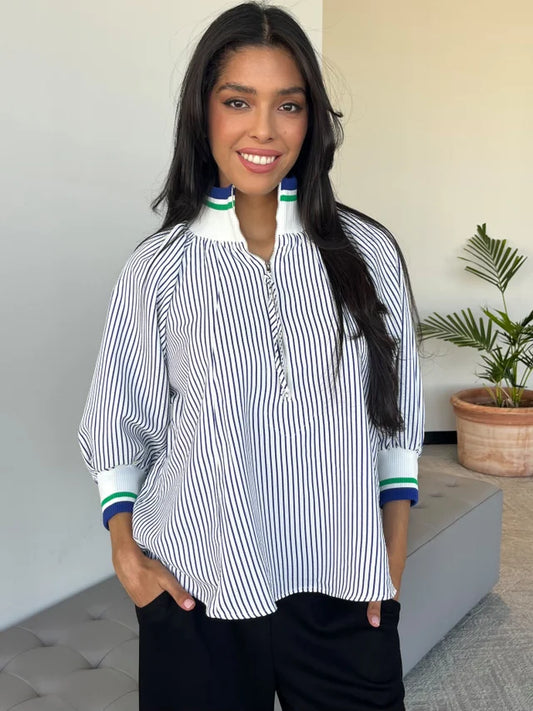 CCC - Royal SeerSucker Zipper top