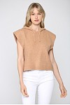 WIDE SHOULDER HOODED KNIT VEST